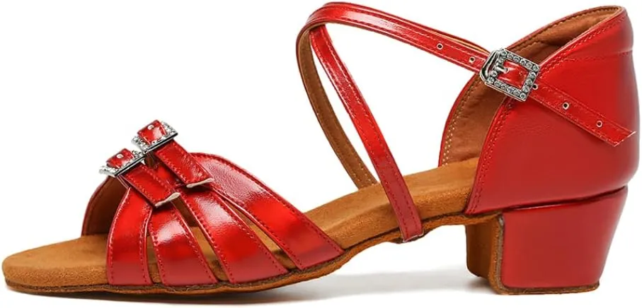 Girls Latin Dance Shoe Satin Salsa Ballroom Low Heel Practice Dance Shoes,Model WLLD28