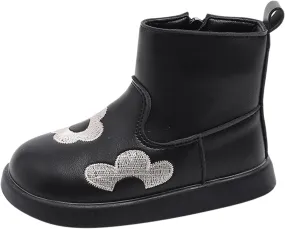 Girls Leather Ankle Boots Waterproof Side Zipper Low Calf Boots Non Slip Winter Short Boots Soft Flat Boots