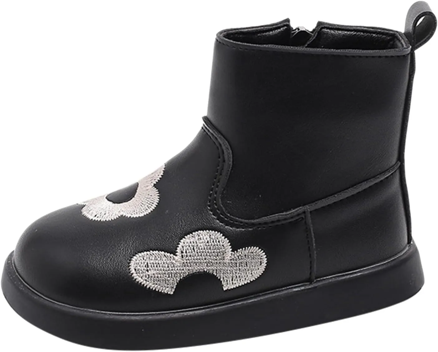 Girls Leather Ankle Boots Waterproof Side Zipper Low Calf Boots Non Slip Winter Short Boots Soft Flat Boots