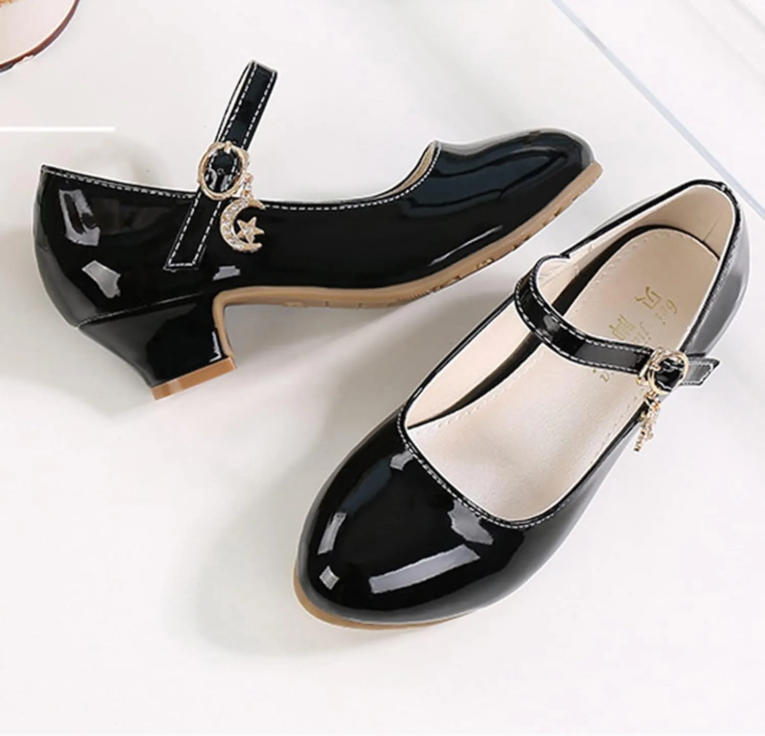 Girls Low Heels Dress Shoes with Ankle Strap Mary Jane School Wedding Par𝘁y Pump Shoes for Girl Sneaker 10