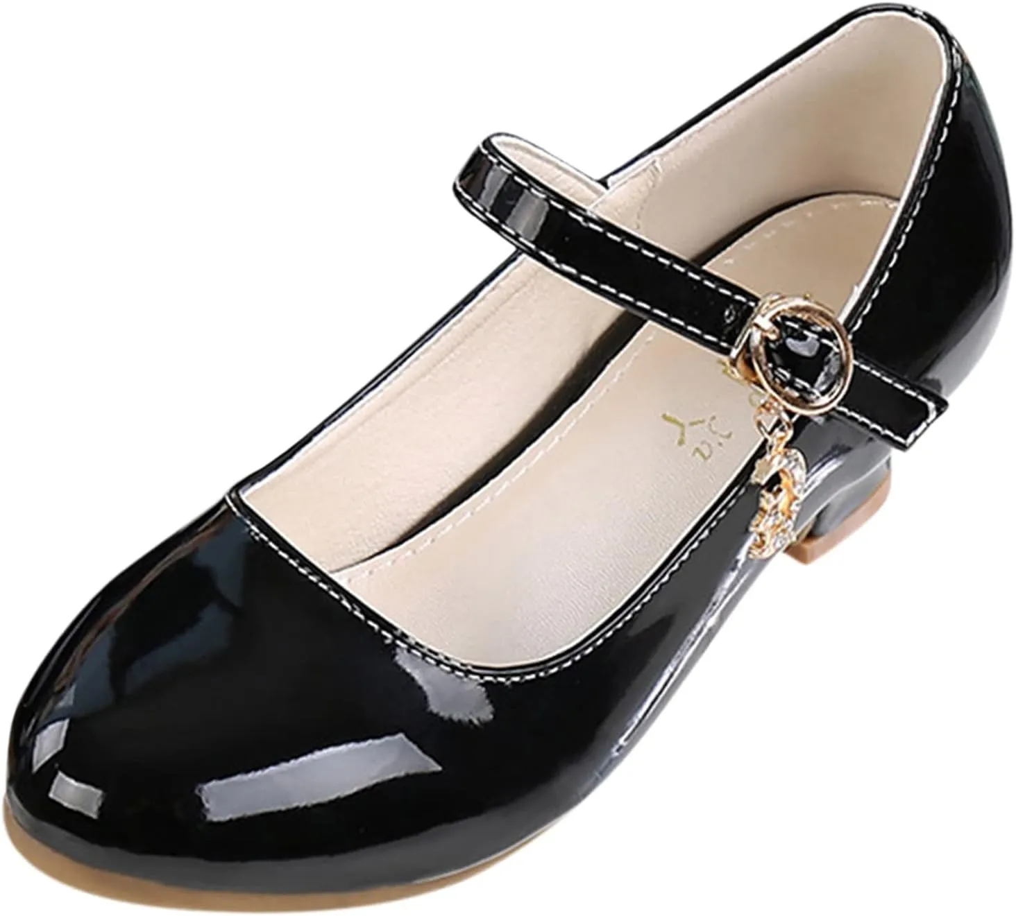 Girls Low Heels Dress Shoes with Ankle Strap Mary Jane School Wedding Par𝘁y Pump Shoes for Girl Sneaker 10