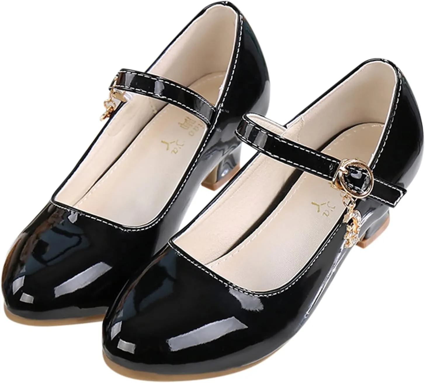 Girls Low Heels Dress Shoes with Ankle Strap Mary Jane School Wedding Par𝘁y Pump Shoes for Girl Sneaker 10