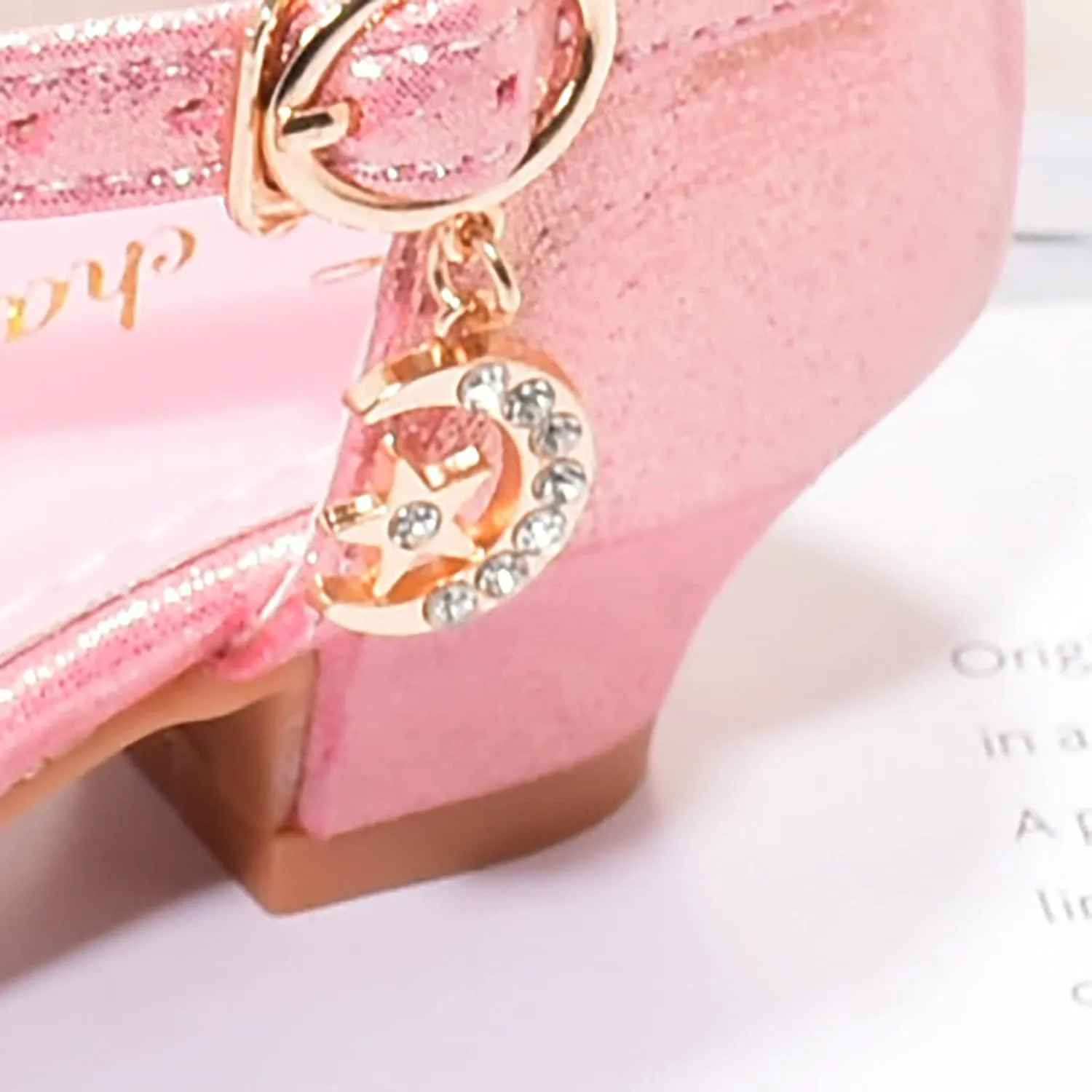 Girls Low Heels Rhinestone Dress Shoes Glitter Sequins Party Dance Shoes Closed Toe Mary Jane for Big Kids
