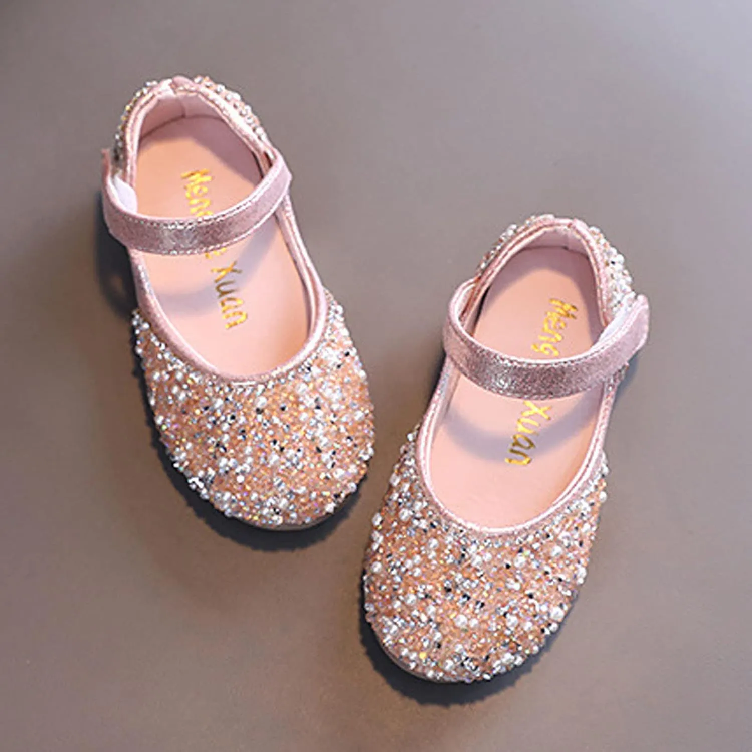 Girls Low Heels Sparkly Princess Shoes Glitter Toddler Flat𝐬 Christmas Flower Girls Dress Shoes for Little/Big Kids