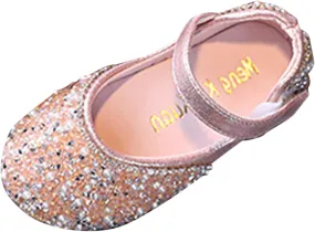 Girls Low Heels Sparkly Princess Shoes Glitter Toddler Flat𝐬 Christmas Flower Girls Dress Shoes for Little/Big Kids