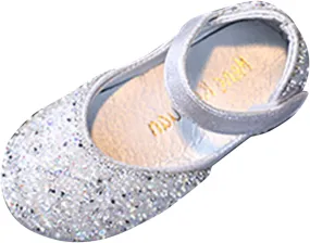 Girls Low Heels Sparkly Princess Shoes Glitter Toddler Flat𝐬 Christmas Flower Girls Dress Shoes for Little/Big Kids