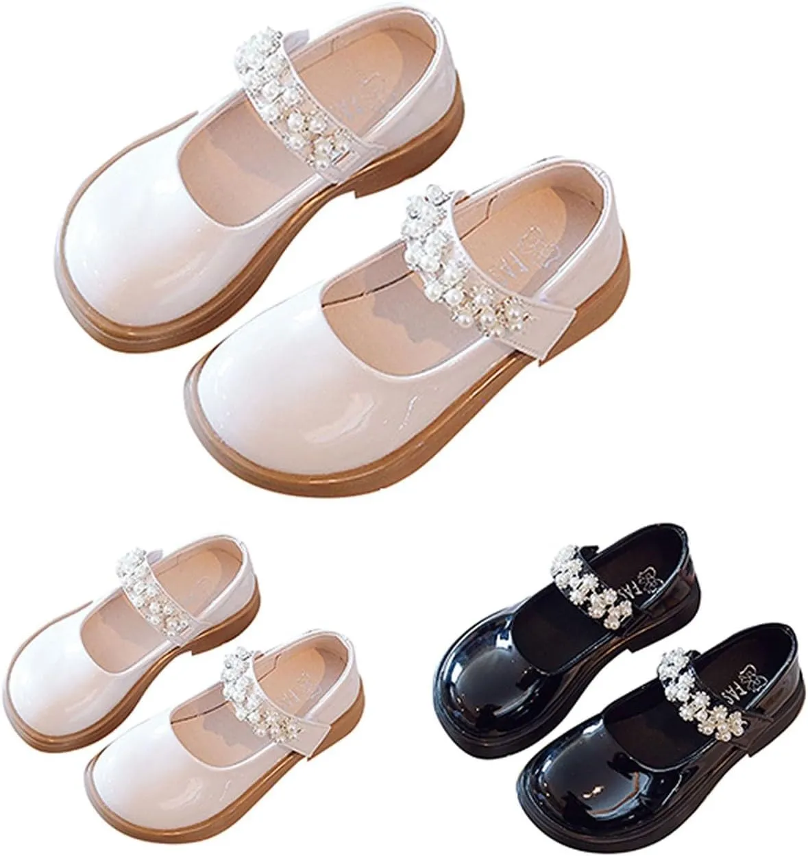 Girl's Mary Jane Dress Shoes Ballet Flat with Rhinestone Strap for Party Wedding Birthday Girls School Dress Shoes
