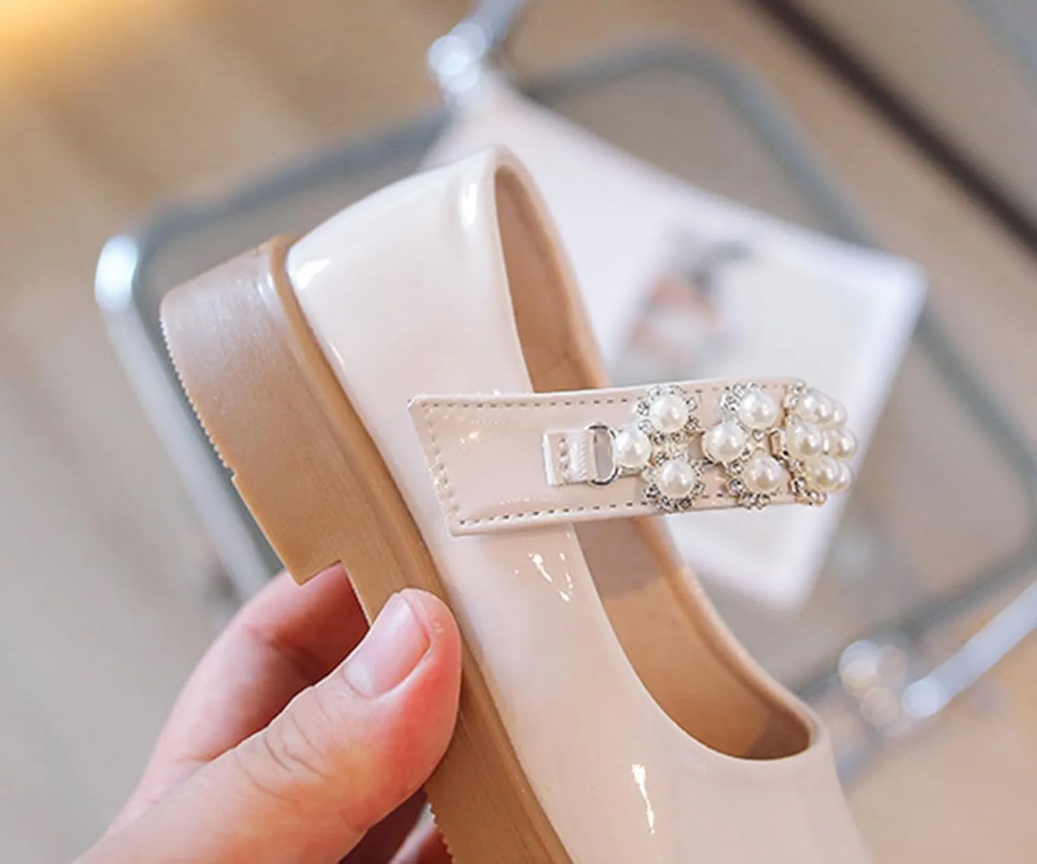 Girl's Mary Jane Dress Shoes Ballet Flat with Rhinestone Strap for Party Wedding Birthday Girls School Dress Shoes