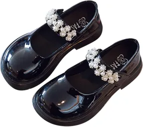 Girl's Mary Jane Dress Shoes Ballet Flat with Rhinestone Strap for Party Wedding Birthday Girls School Dress Shoes