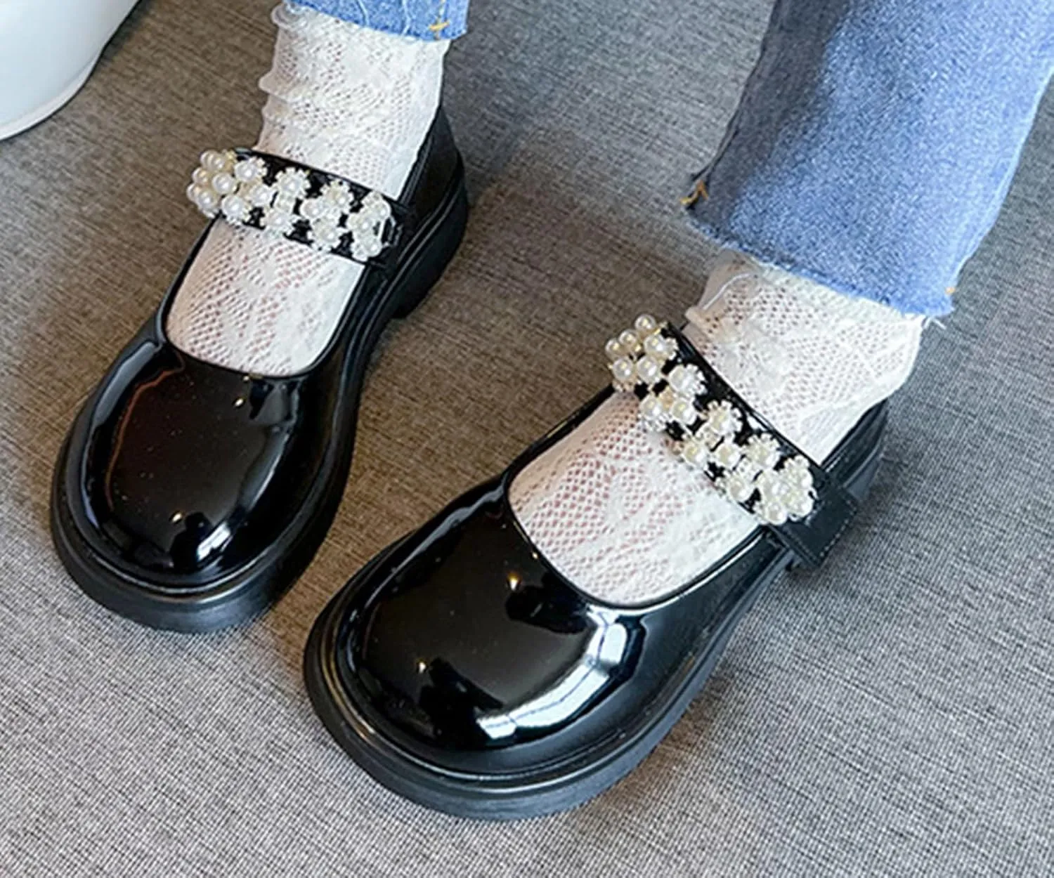 Girl's Mary Jane Dress Shoes Ballet Flat with Rhinestone Strap for Party Wedding Birthday Girls School Dress Shoes