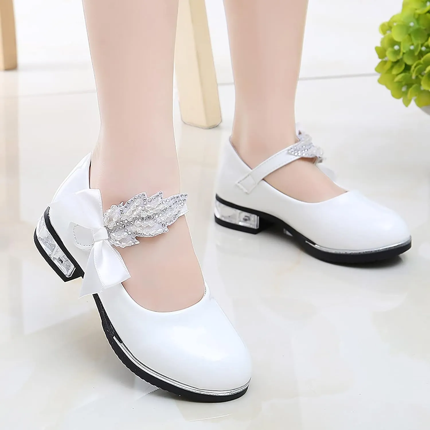 Girls Mary Jane Oxfor𝐝 Dress Shoes Toddler Kids School Shoes Pump Patent Leather Uniform Low Heel Flats for Wedding