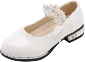 Girls Mary Jane Oxfor𝐝 Dress Shoes Toddler Kids School Shoes Pump Patent Leather Uniform Low Heel Flats for Wedding