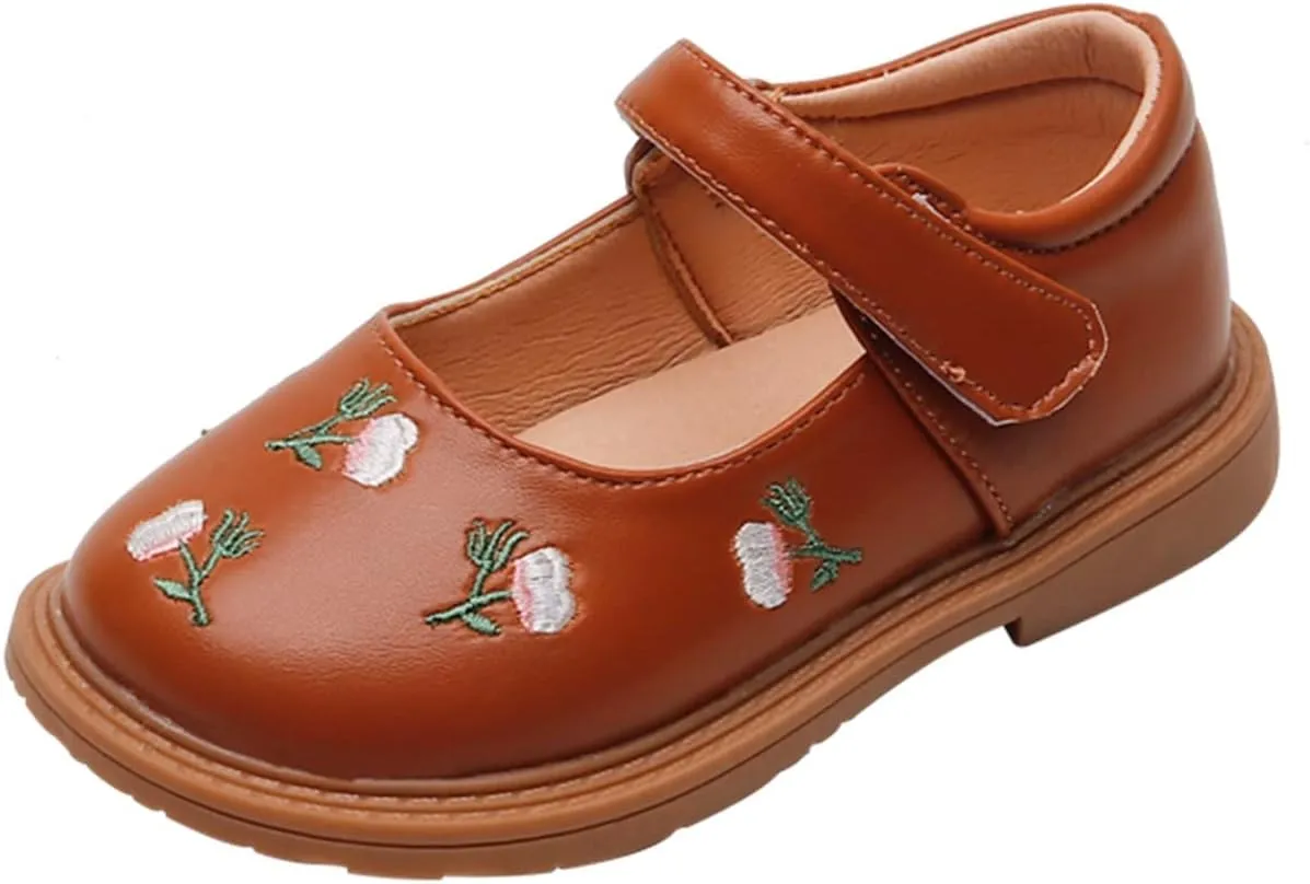 Girls Mary Jane Shoes Ballet Flats Toddler Ankle Strap Dress Shoes for School Wedding Party Uniform