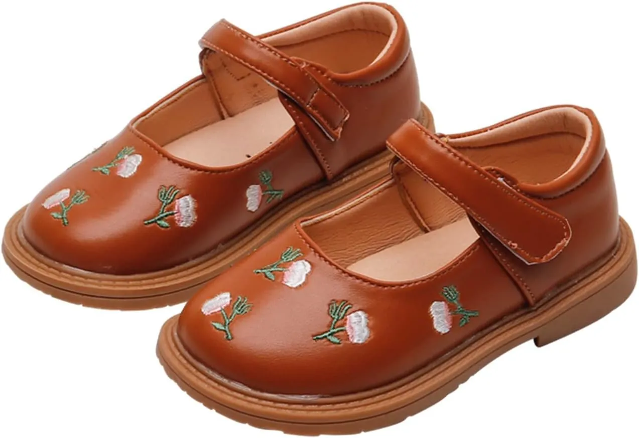Girls Mary Jane Shoes Ballet Flats Toddler Ankle Strap Dress Shoes for School Wedding Party Uniform