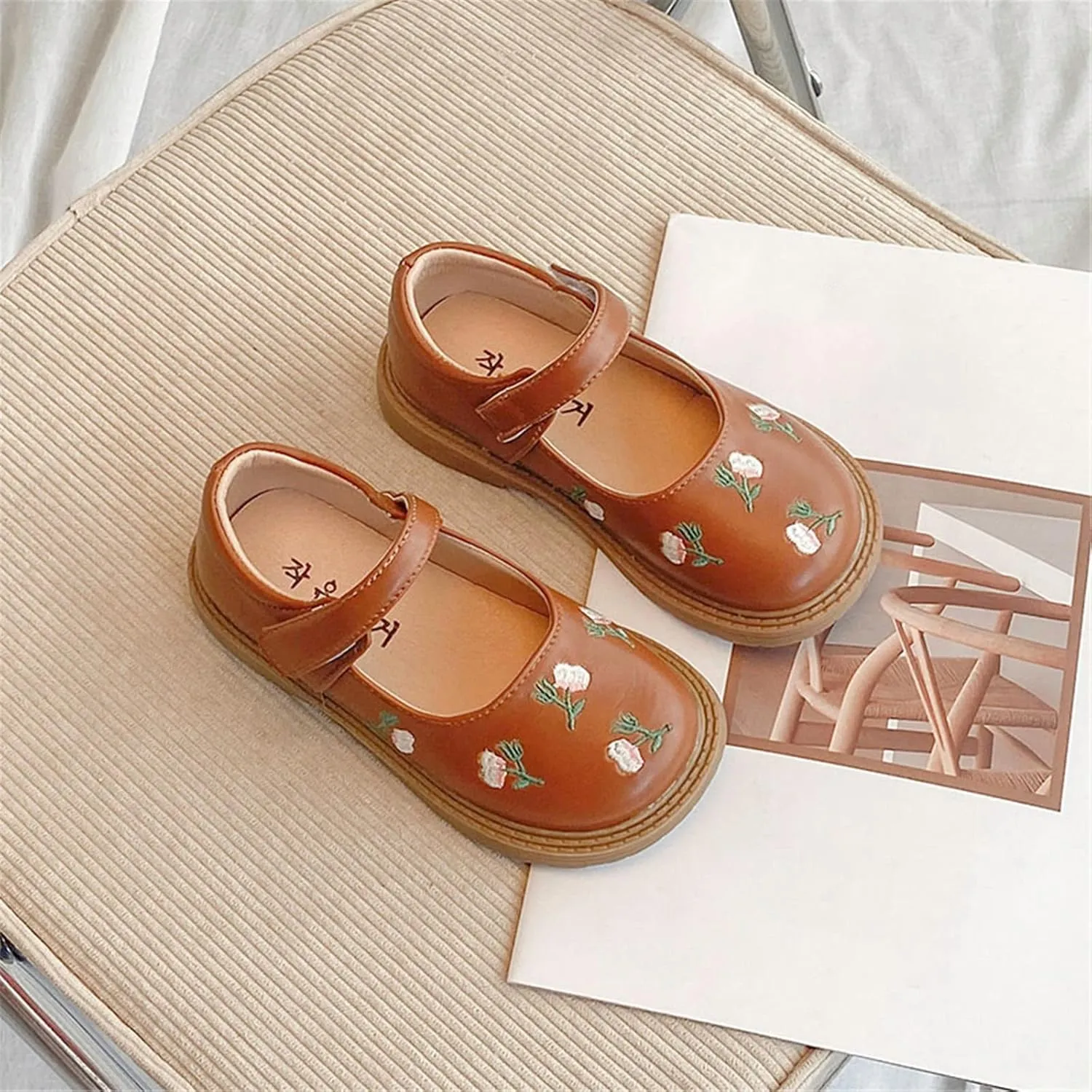 Girls Mary Jane Shoes Ballet Flats Toddler Ankle Strap Dress Shoes for School Wedding Party Uniform