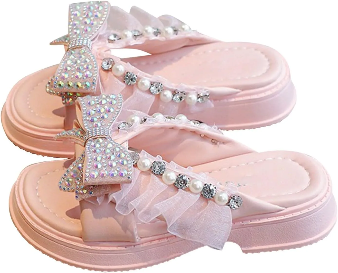 Girl's Sandals Soft Sole Trendy Elegant Bowknot High Heel Shoes For Girls Lightweight Non Slip Soft Bottom Dress Shoes For Performance Party