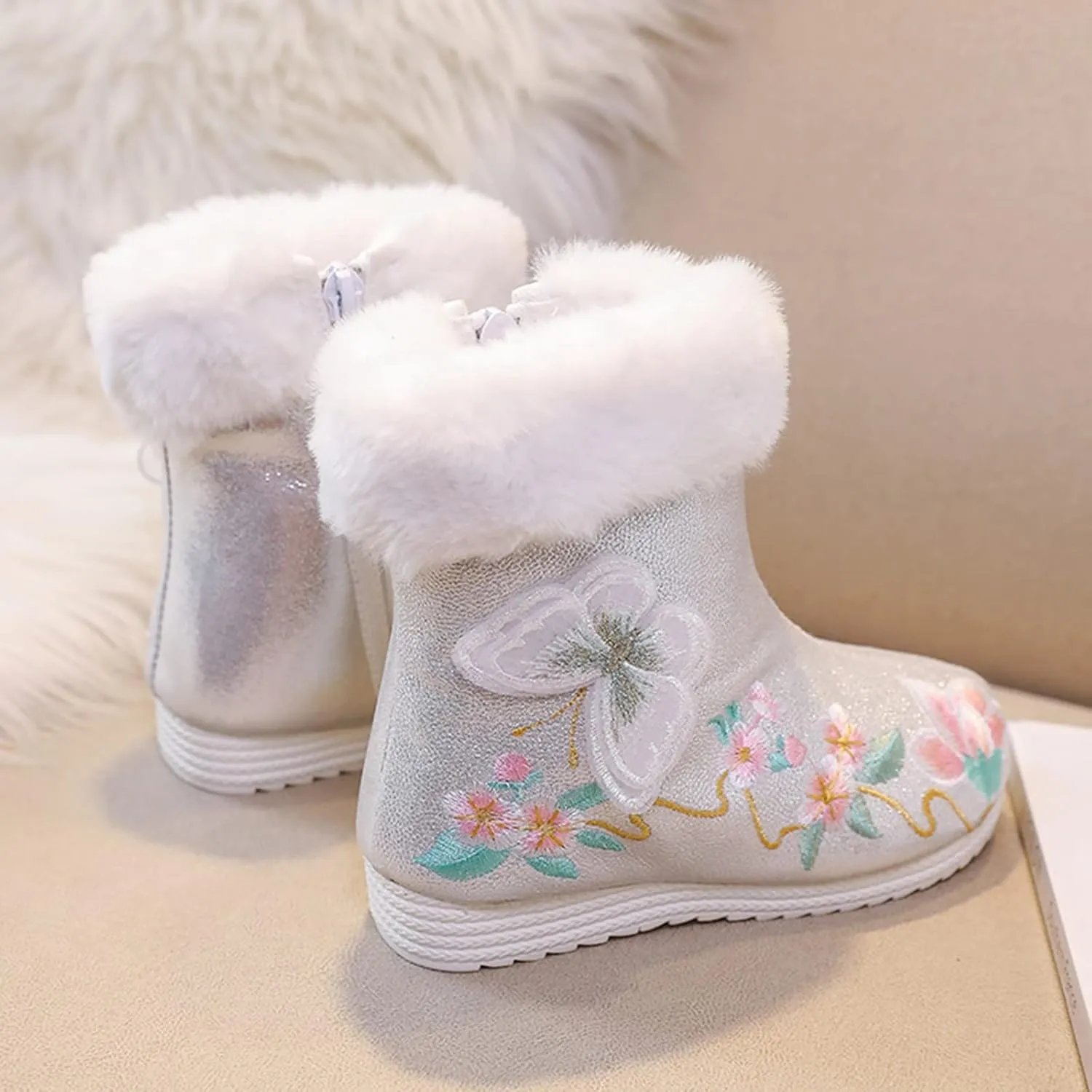 Girls Shoes Butterfly Embroidered Warm Cotton Boots Embroidered Boots National Boots Cotton Boots by Boots