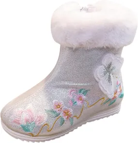 Girls Shoes Butterfly Embroidered Warm Cotton Boots Embroidered Boots National Boots Cotton Boots by Boots
