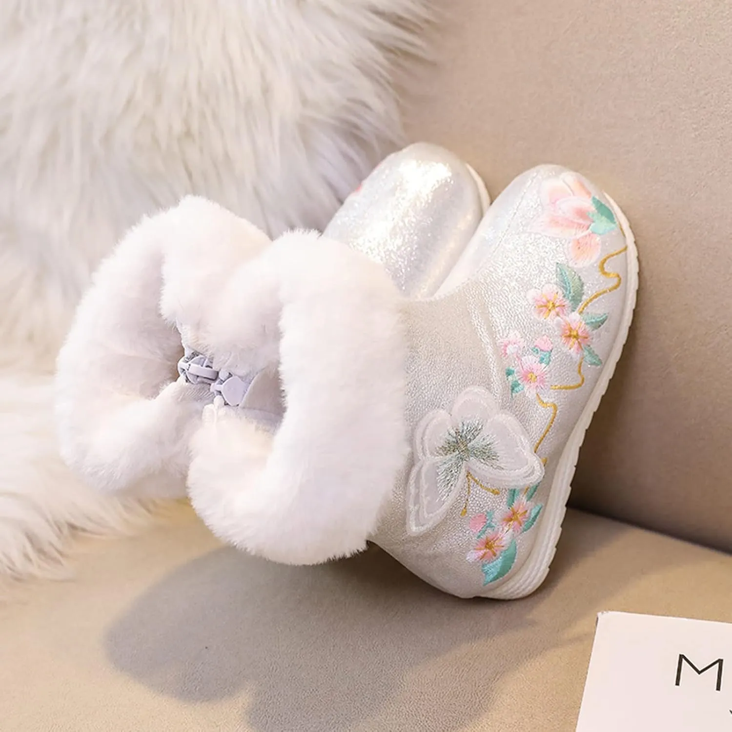 Girls Shoes Butterfly Embroidered Warm Cotton Boots Embroidered Boots National Boots Cotton Boots by Boots