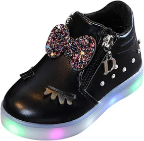 Girl's Snow Boots Ankle Boots for Girls Luminous Zipper Short Suede Booties Fashion Boots for Toddler Kids
