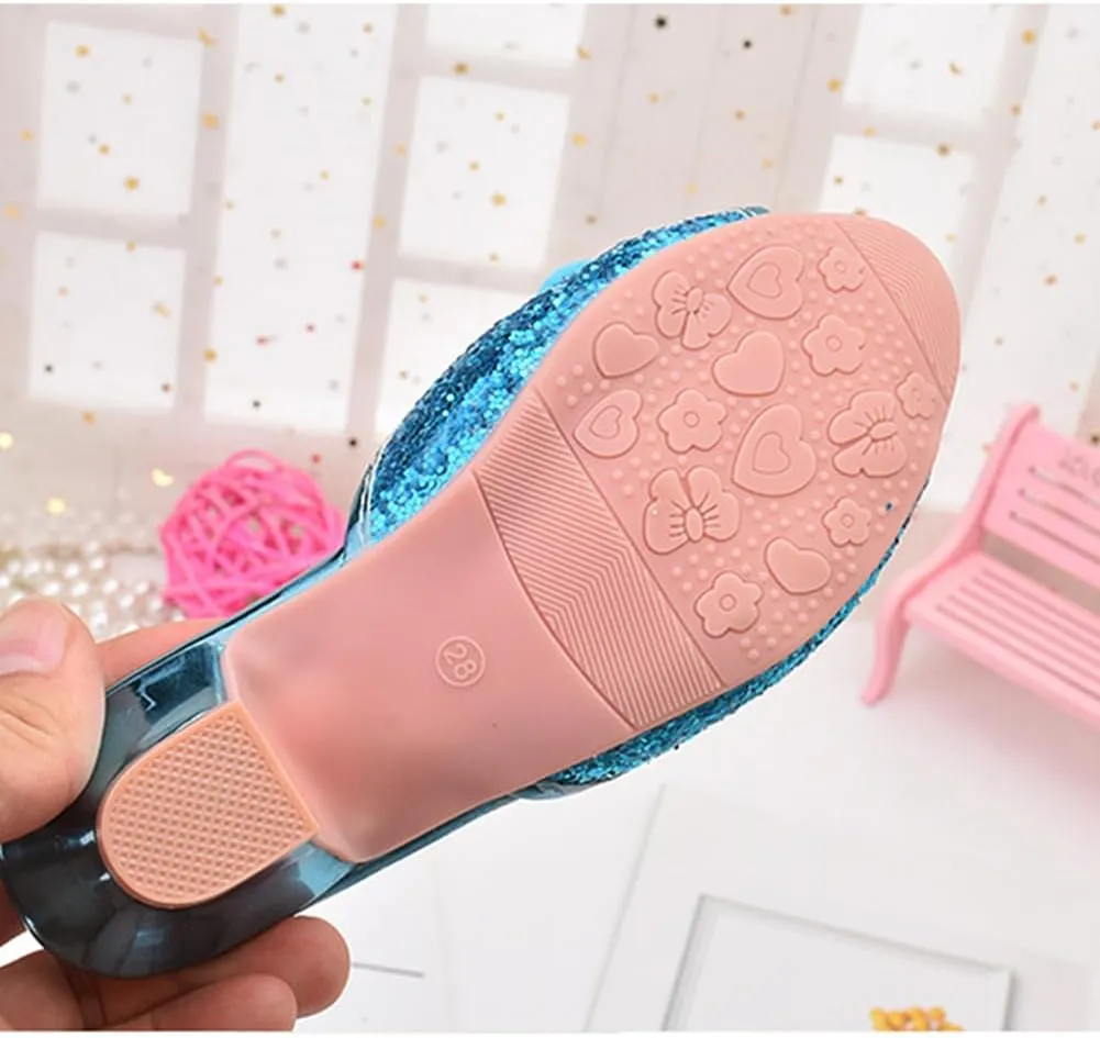 Girls Summer Low Heels Crystal Sandals Princess Bowknot Rhinestone Slides Pearl Slippers Shoes