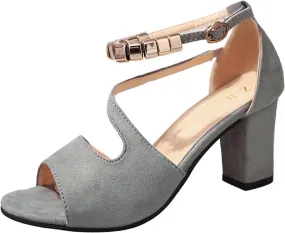 Gold Summer Sandals Women's Sandals Leather Fashion High-Heeled With Glittering Heeled Sandals for Women Closed Toe