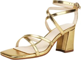 Heeled Sandal Low Block Chunky Chunky Heel Strap Ladies Shoes Fashion Casual Sequin Square Toe High Heel Hollow Outer