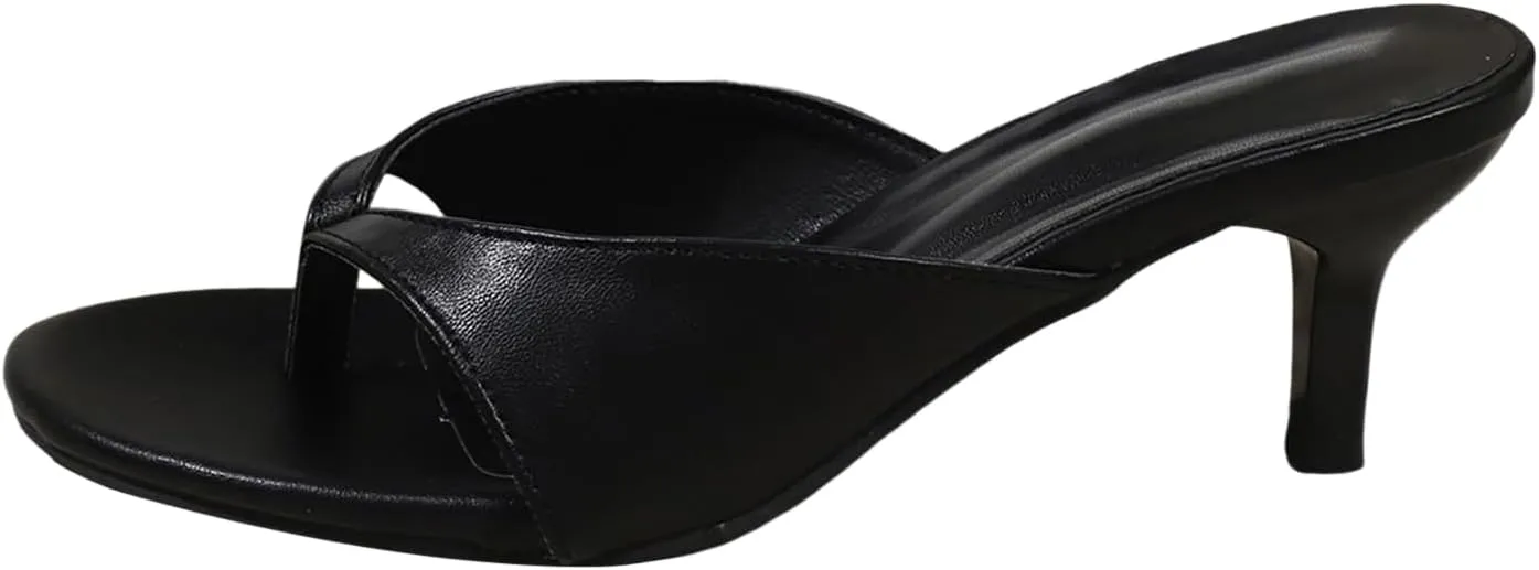 Heeled Sandal Low Block Chunky French Minimalist Toe Separated Sandals For Women Summer Heeled Thin Slippers For