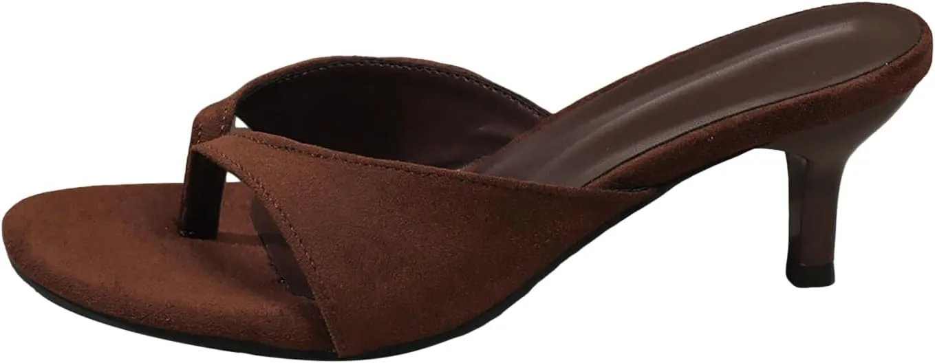 Heeled Sandal Low Block Chunky French Minimalist Toe Separated Sandals For Women Summer Heeled Thin Slippers For