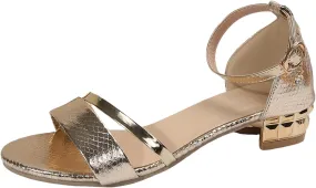 Heels Strappy Party Shoes Fashionable and Versatile Thick Heel Open Toe Leather Women's Shoes Low Heel Casual