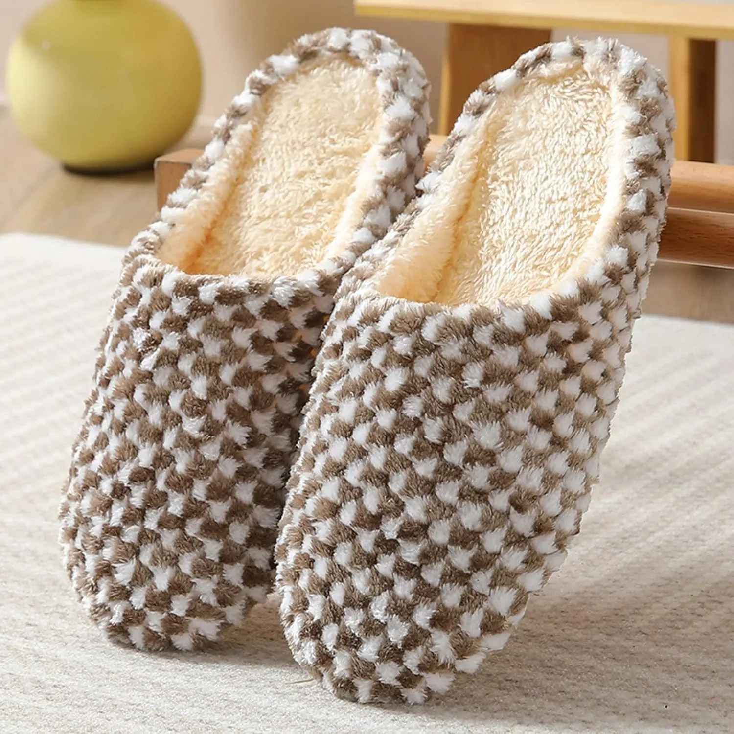 House Slippers for Womens Cozy Slip on Fluffy Slippers Scuff Shoes Fuzzy Plush Slippers Indoor Outdoor Slipper
