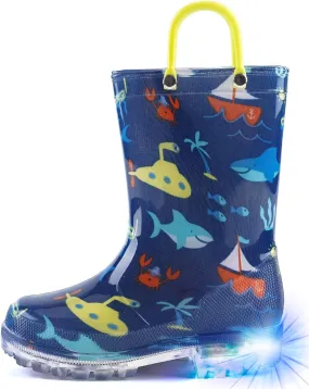 HugRain Light Up Rain Boots for Little Kids