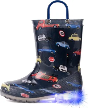 HugRain Light Up Rain Boots for Little Kids