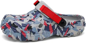 ihinzry Men's Garden Clogs Graphic Mules Clog Slip On Beach Sandals for Men Outdoor Slippers with Adjustable Strap
