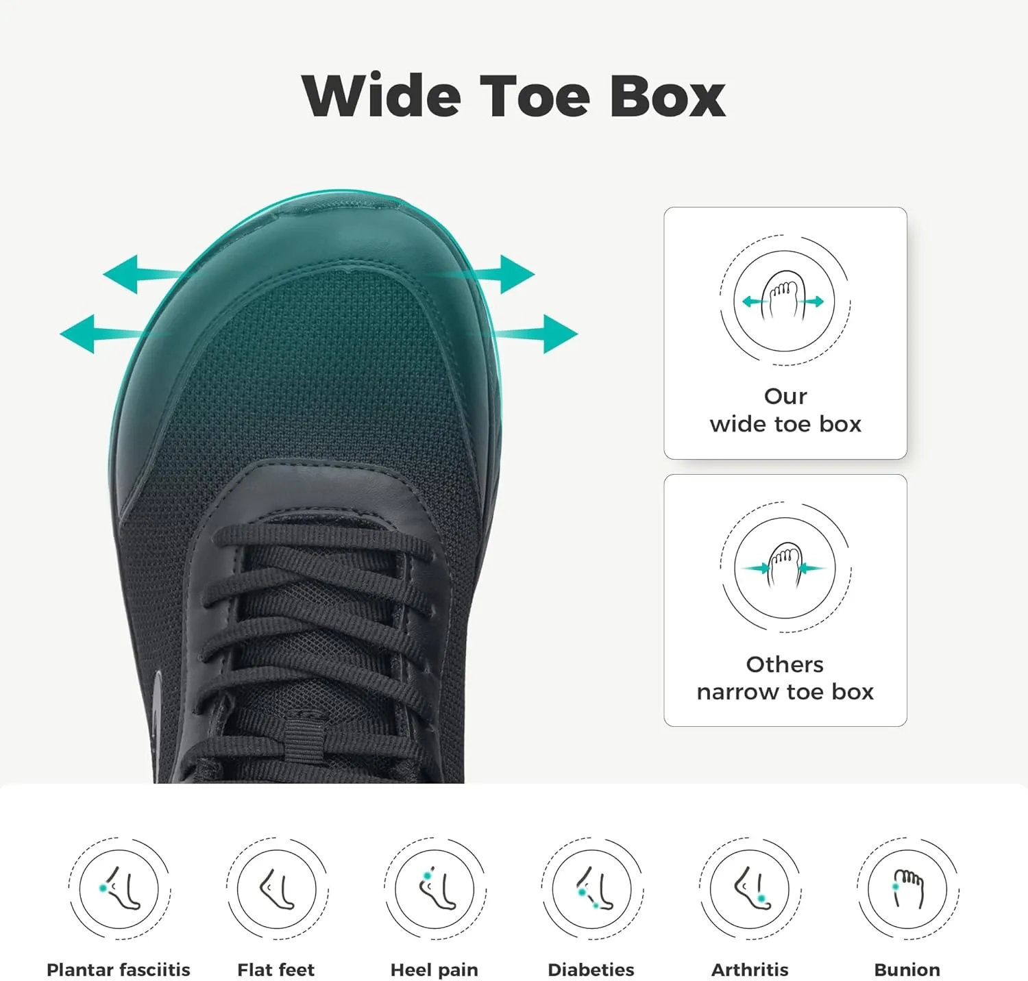 IIV Wide Toe Box Shoes for Men | Arch Support Walking Tennis Sneakers | Orthotic Shoes for Bunions, Plantar Fasciitis, Standing All Day