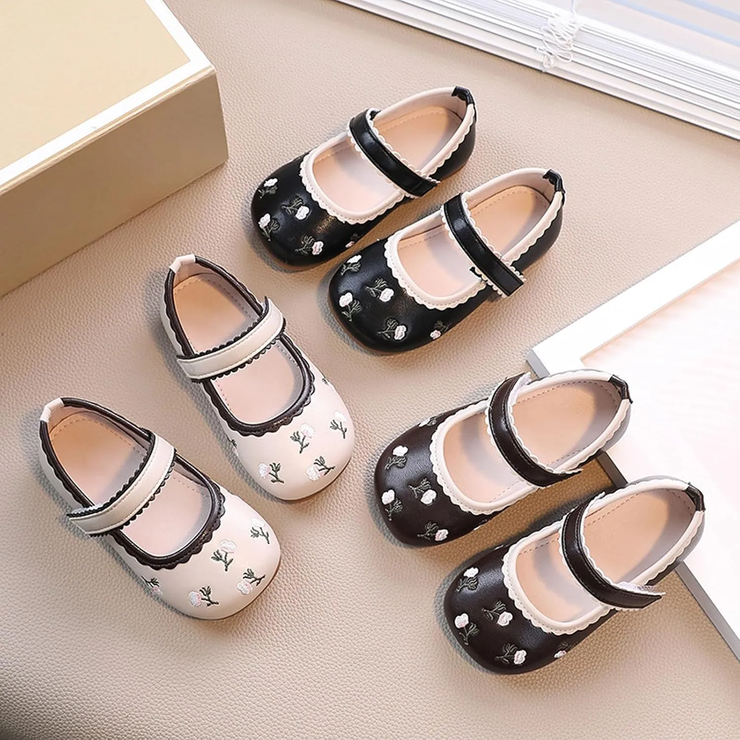 Infant Baby Girls Mary Jane Flat Princess Non-Slip Cute Wedding Dress Shoes Toddler Fashion Leather Soft Shoes
