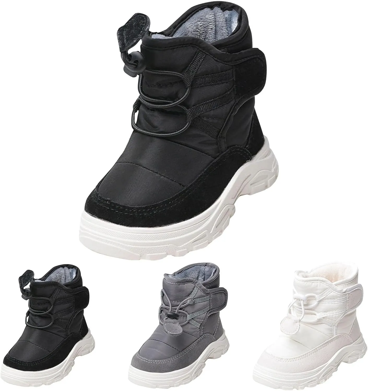 Insulated Snow Shoes For Boy Winter Non Slip Walking Shoes Plush Lined Hiking Boots Waterproof Slip On Shoes