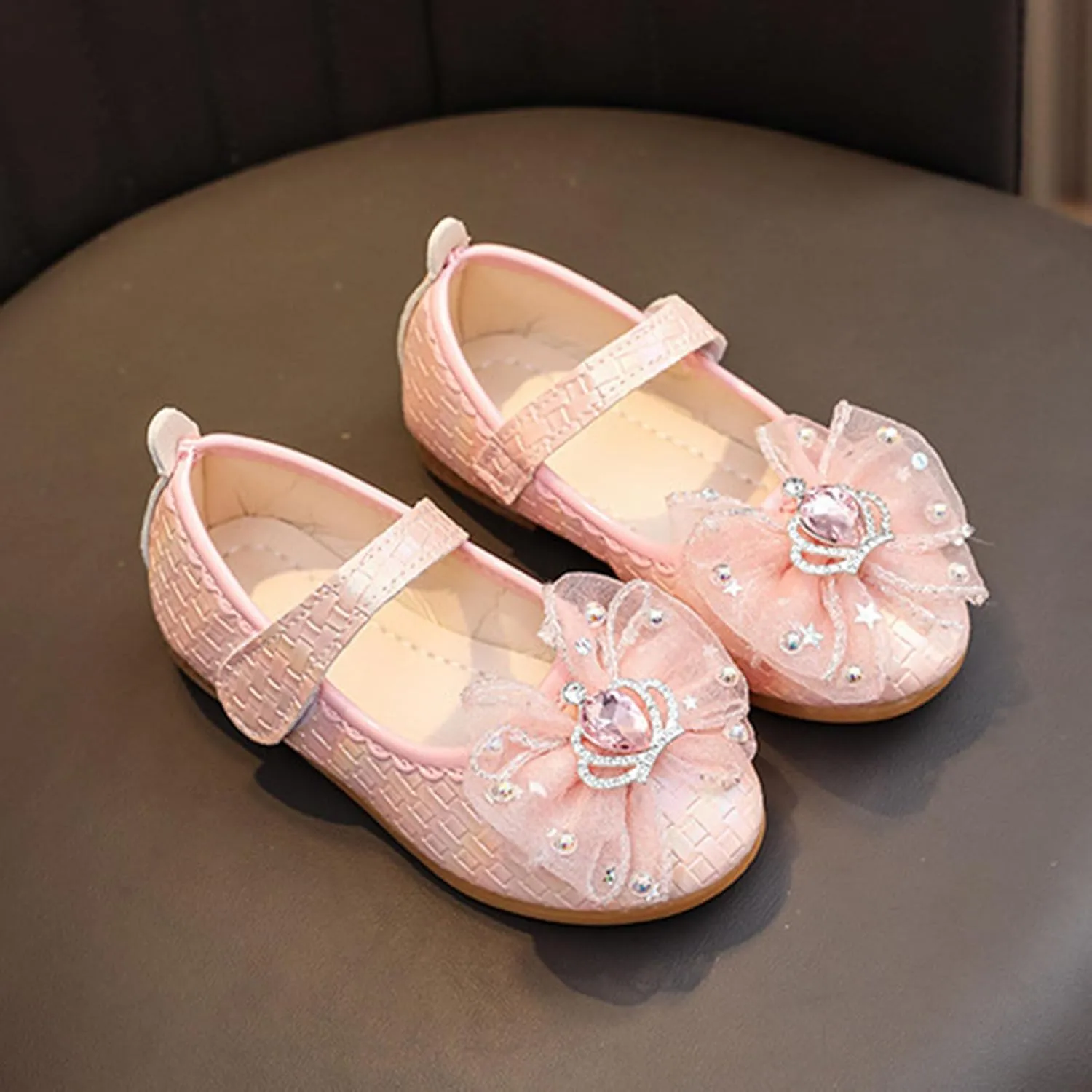 IWIHMIV Girls Non Slip Dress Shoes Comfortable Mary Jane Ballet Flat Flower School Shoes for Wedding Party Toddler