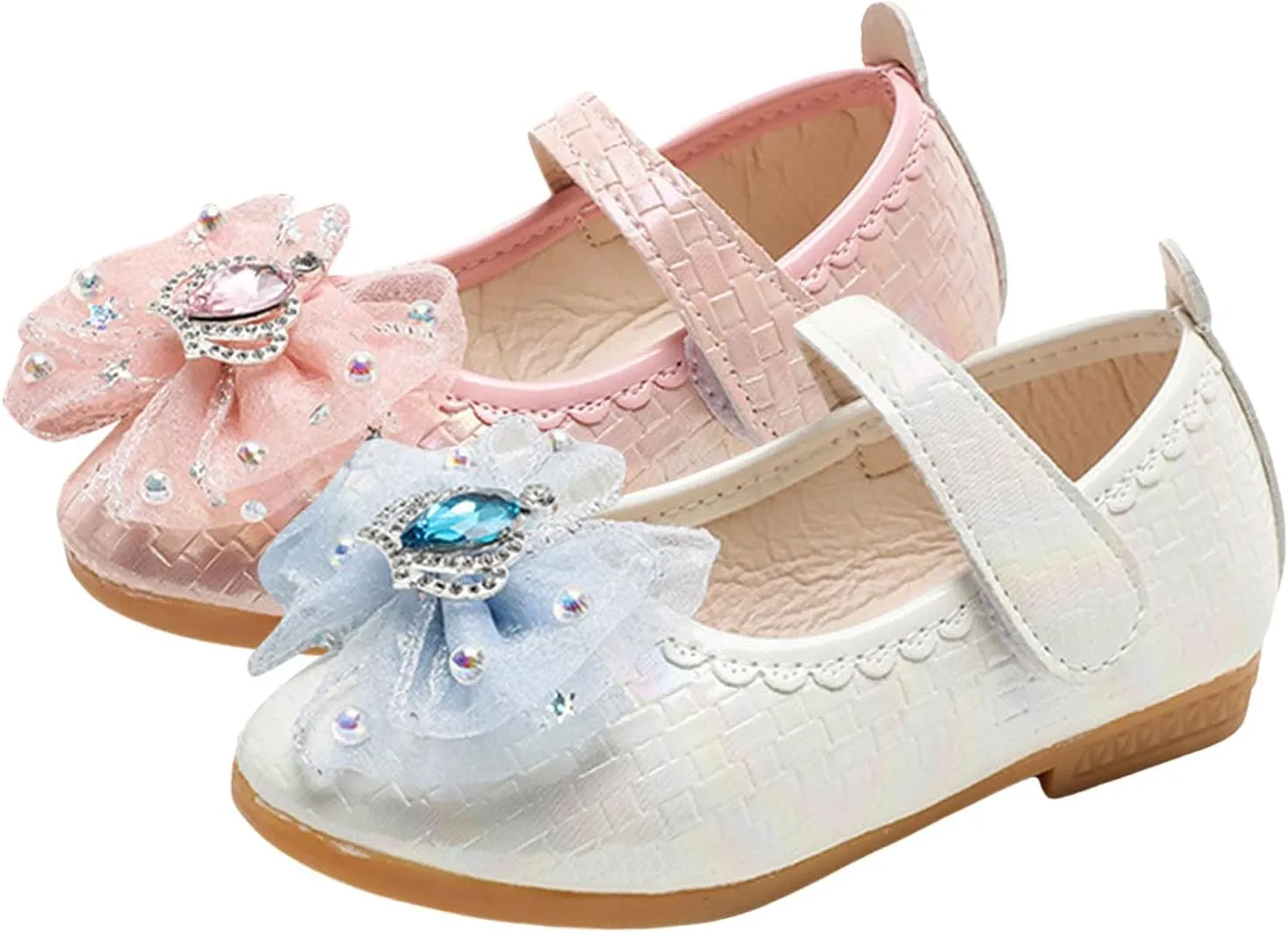 IWIHMIV Girls Non Slip Dress Shoes Comfortable Mary Jane Ballet Flat Flower School Shoes for Wedding Party Toddler