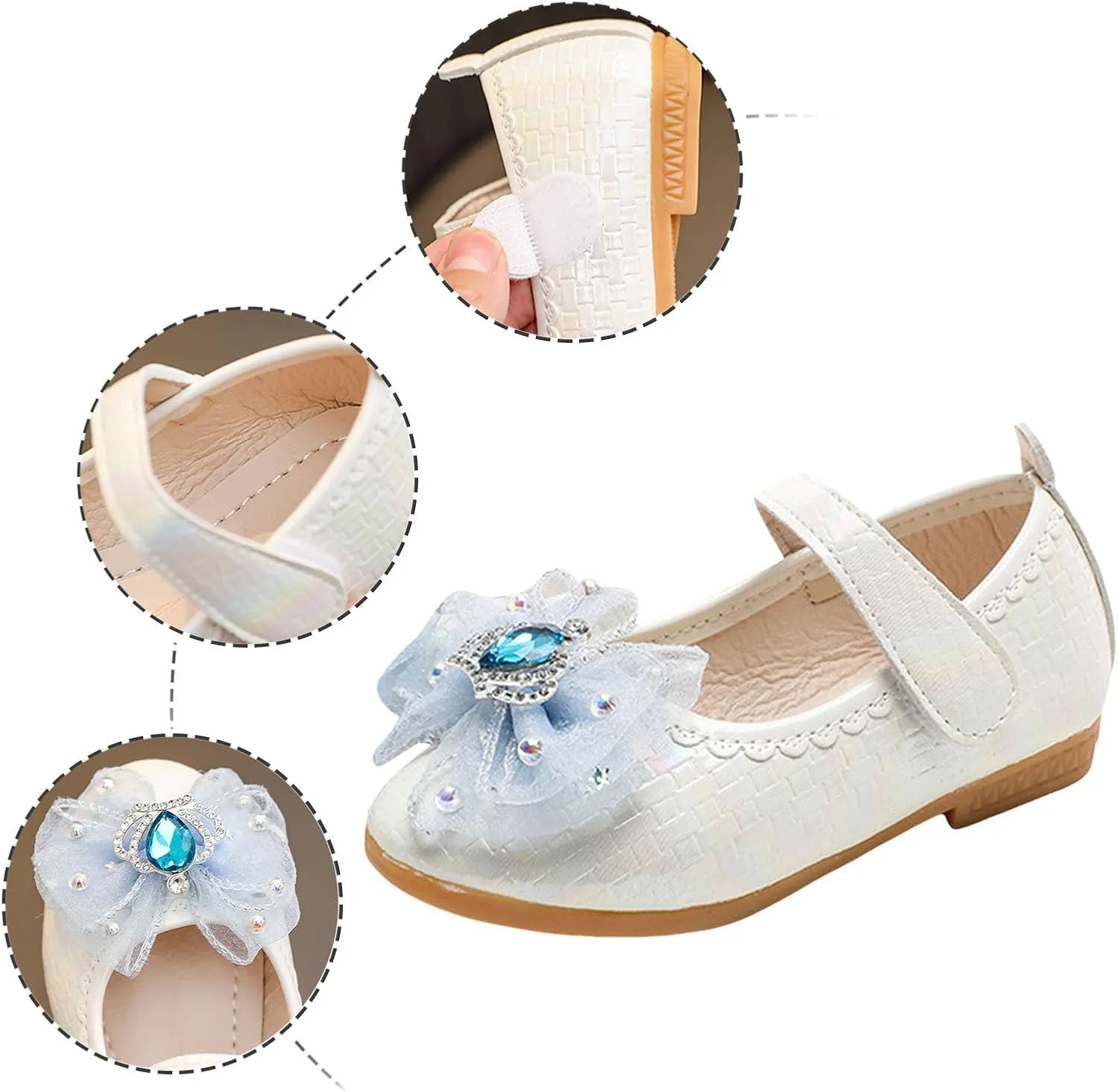 IWIHMIV Girls Non Slip Dress Shoes Comfortable Mary Jane Ballet Flat Flower School Shoes for Wedding Party Toddler