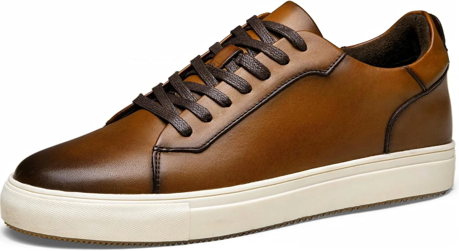 Jousen Mens Fashion Sneakers Polished Leather Mens Dress Sneakers Stylish Retro Mens Business Casual Shoes
