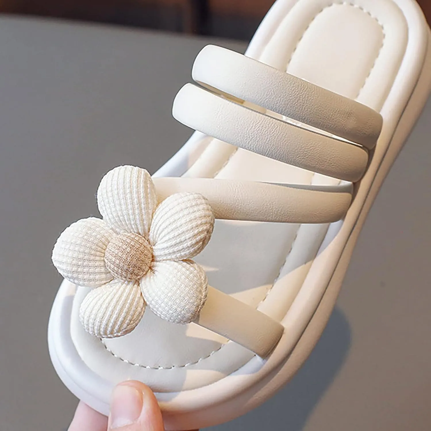 Kid Girl's Summer 3D Flowers Slippers Soft Bottom Strappy Beach Dress Sandal Slipper Shoes Kids Summer Slippers Boys