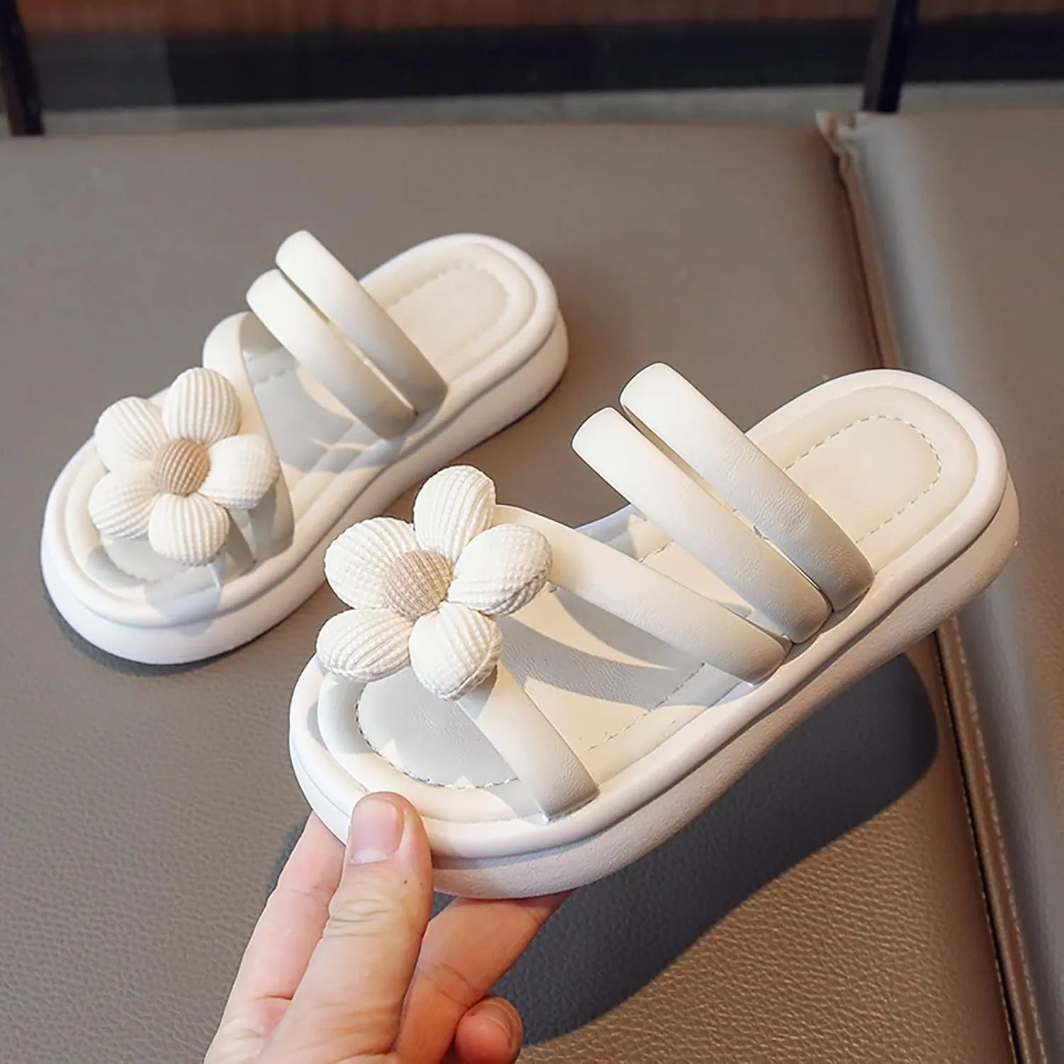 Kid Girl's Summer 3D Flowers Slippers Soft Bottom Strappy Beach Dress Sandal Slipper Shoes Kids Summer Slippers Boys