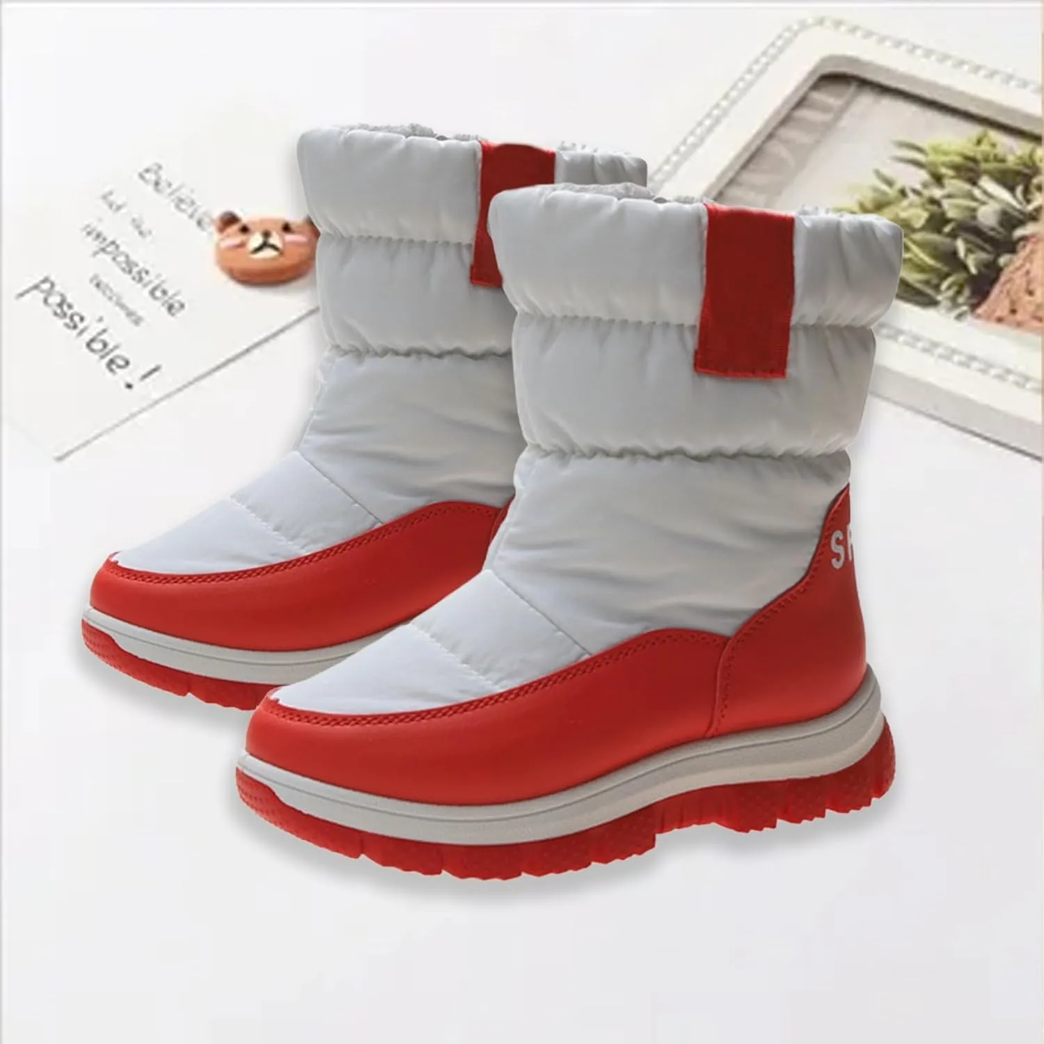 Kids aterproof Snow Boots Girls Boys Insulated Warm Fleece Lined Winter Mid Calf Thickened Shoes Size 6 for Girls