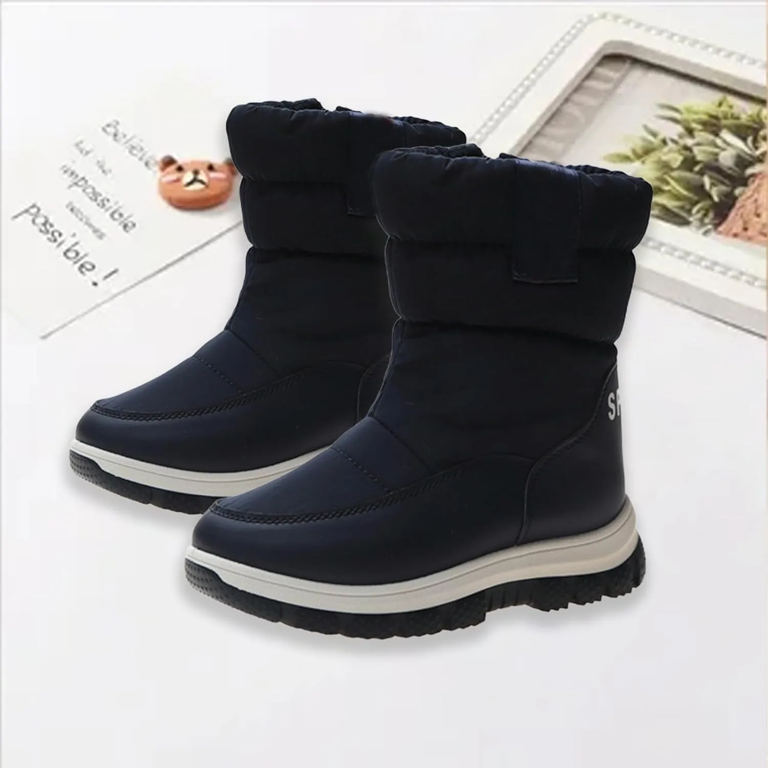 Kids aterproof Snow Boots Girls Boys Insulated Warm Fleece Lined Winter Mid Calf Thickened Shoes Size 6 for Girls