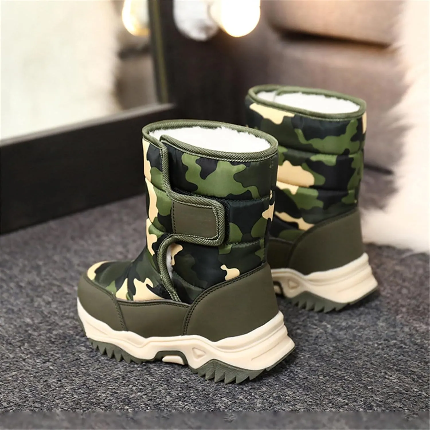 Kids Boys Girls Winter Rain Boots, Insulated Thickened Fleece Warm Snow Boots, Children ?aterproof Mud Boots
