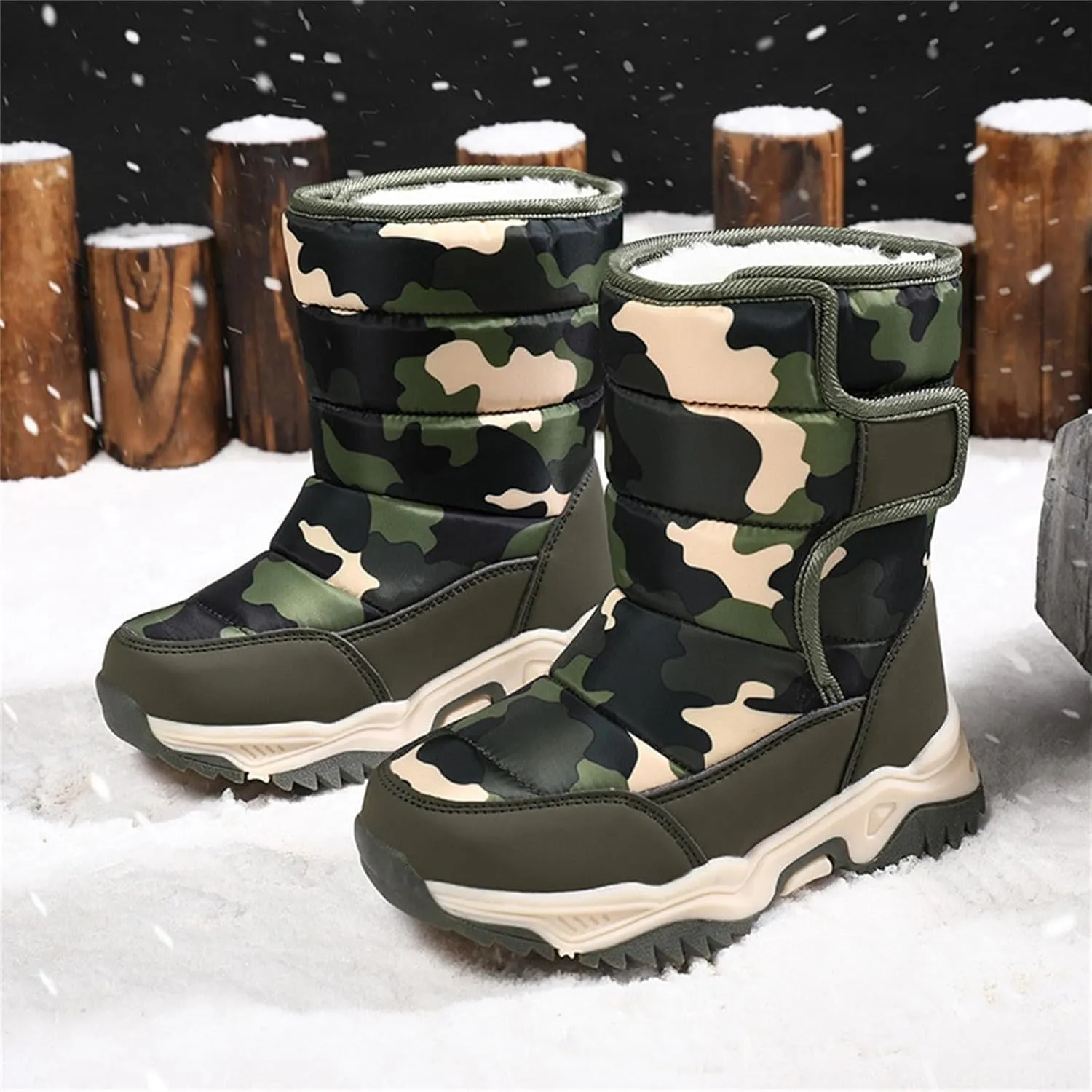 Kids Boys Girls Winter Rain Boots, Insulated Thickened Fleece Warm Snow Boots, Children ?aterproof Mud Boots