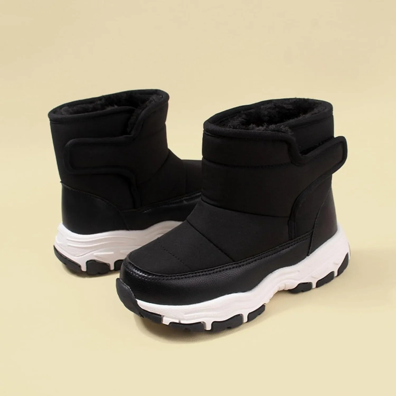 Kids Boys Winter Snow Boots Soft Sole Shoes Water-Proof Fleece Fr Lined Hiking Cute Rain Boots for Toddler Girls