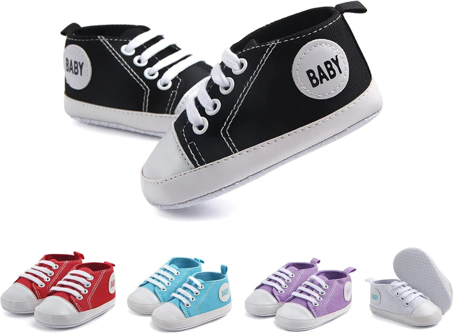 Kids Child Canvas Shoes Non-Slip Prewalker Colour Solid Floor Sneakers Outdoor Cute Lace up Sports Shoes