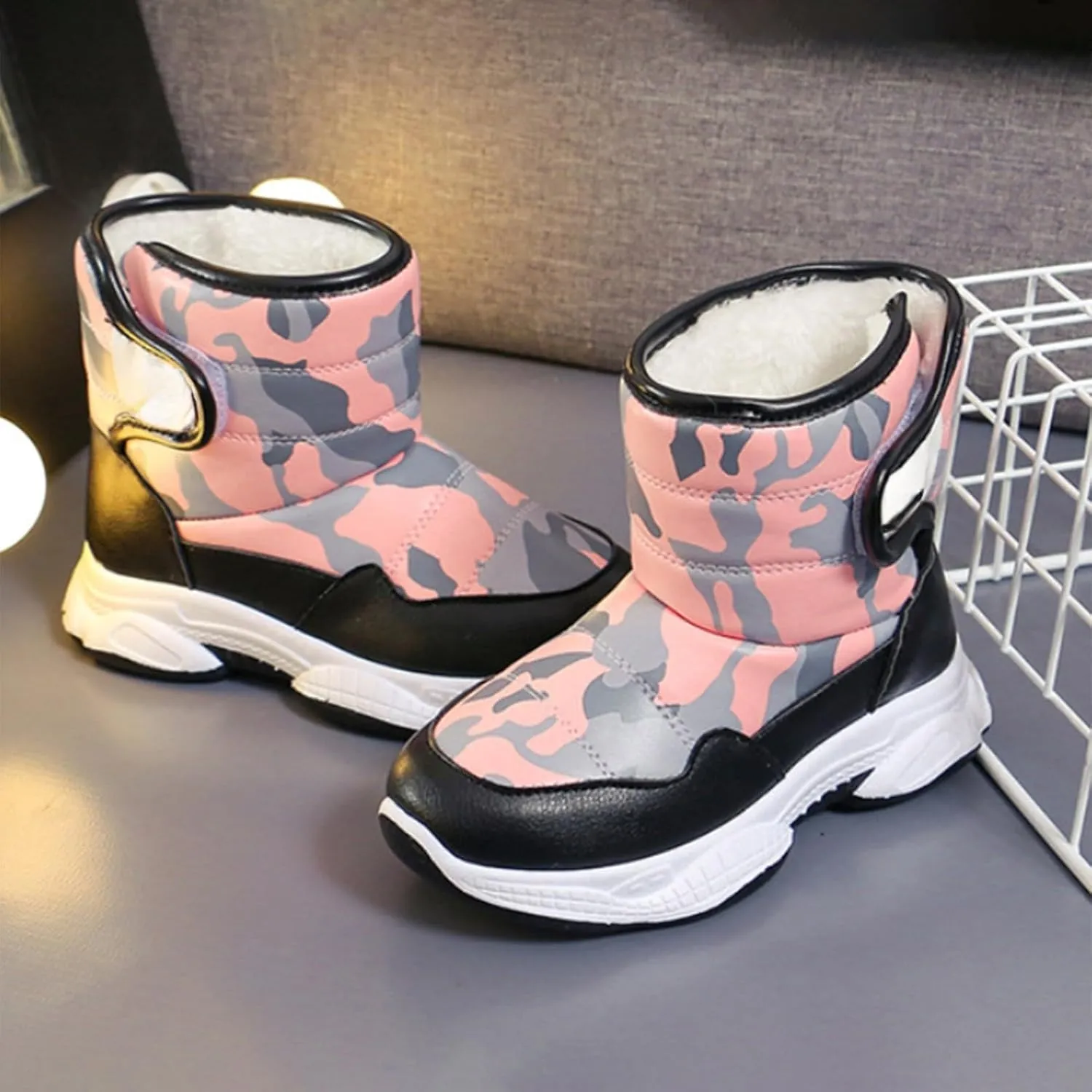 Kids Chunky Warm Snow Boots Boys Girls Winter Waterroof Outdoor Slip esistant Cold Weather Comfy Fuzzy Boots Girls